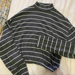 Striped mock neck pullover